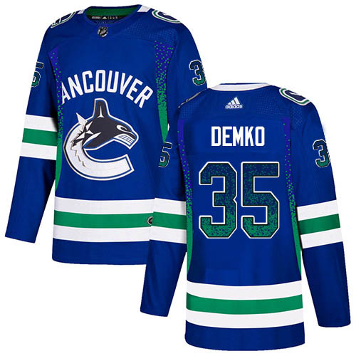Men Adidas Vancouver Canucks #35 Thatcher Demko Blue Home Authentic Drift Fashion Stitched NHL Jersey->vancouver canucks->NHL Jersey
